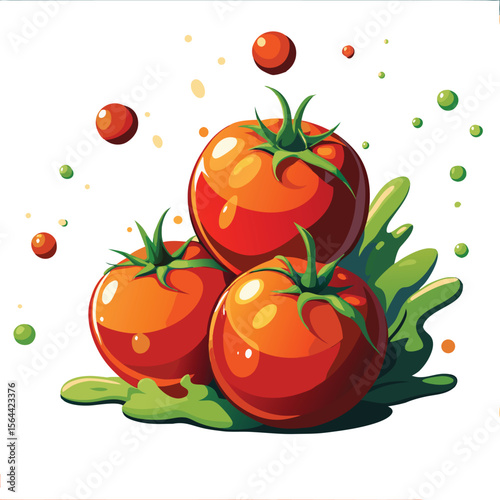 fresh tomato with water drops