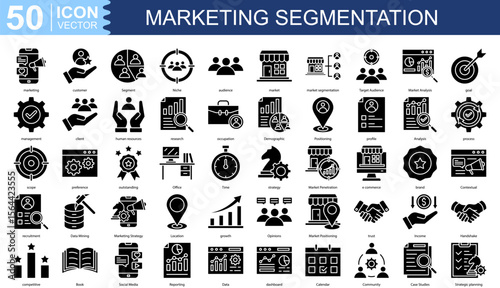marketing segmentation icon collection set. Containing marketing, customer, Segment, Niche, audience icon.