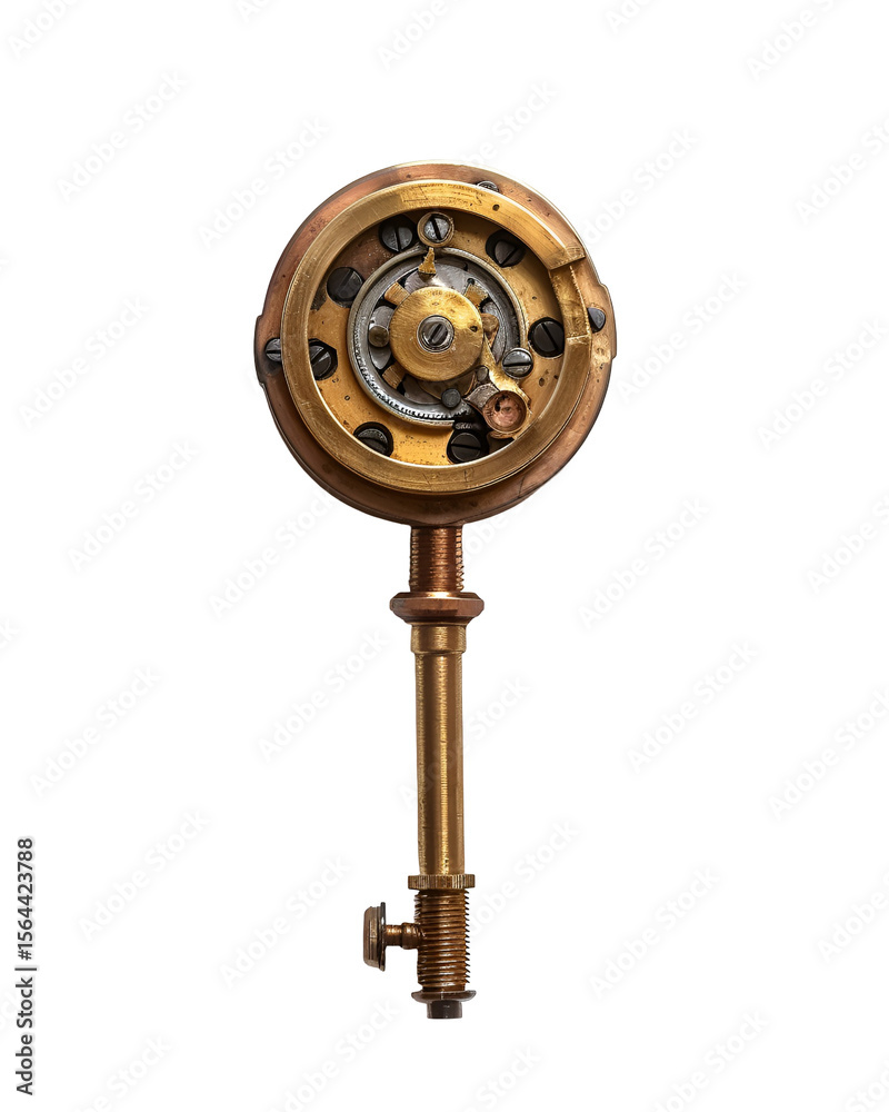 Obraz premium Antique Brass Key with Intricate Clockwork Mechanism