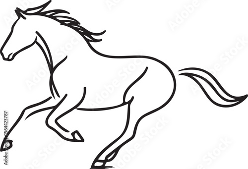 Graceful Equine in Full Stride: A Dynamic line art Capturing the Power and Beauty of a Galloping Horse