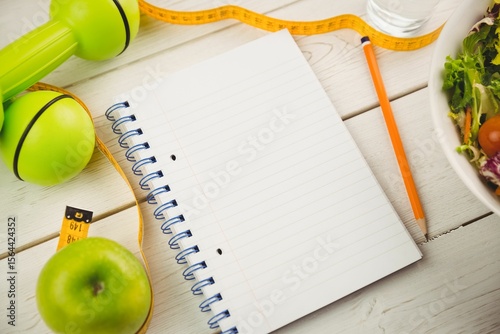 Notepad with indicators of healthy lifestyle