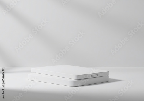 A blank product mockup on a sleek, white background with soft shadows, perfect for branding