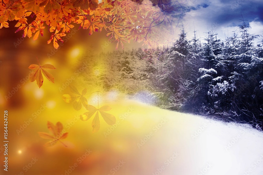 Obraz premium Autumn changing to winter