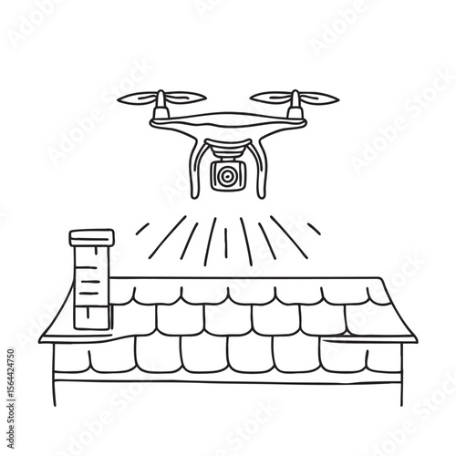 A drone lifting off from the edge of a rooftop