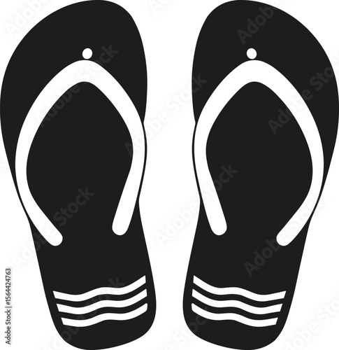 Wave Pattern Flip Flop Silhouette – Summer Beach Sandals Vector