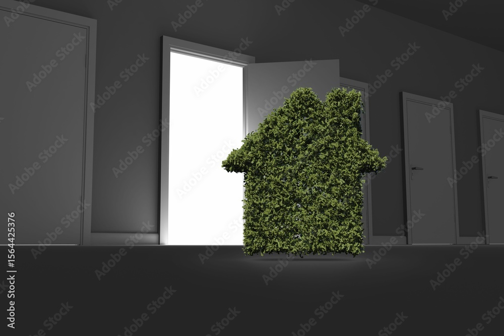 Obraz premium Home of topiary against row of door