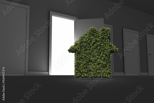 Home of topiary against row of door
