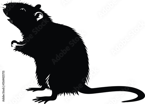 Rat Silhouette Vector | Black Rodent Animal Clipart Graphic Design