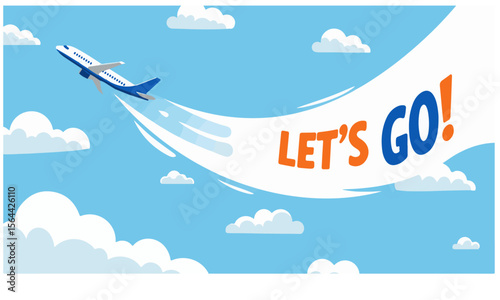 Let's Go Travel Airplane Banner