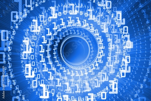 Fototapeta Naklejka Na Ścianę i Meble -  Bright futuristic binary code spiral