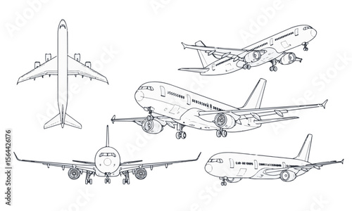 Commercial Airplane Technical Drawing