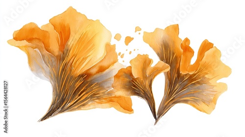 Golden Ginkgo Leaves dancing in the wind a watercolor painting capturing the essence of autumn and nature s beauty in a