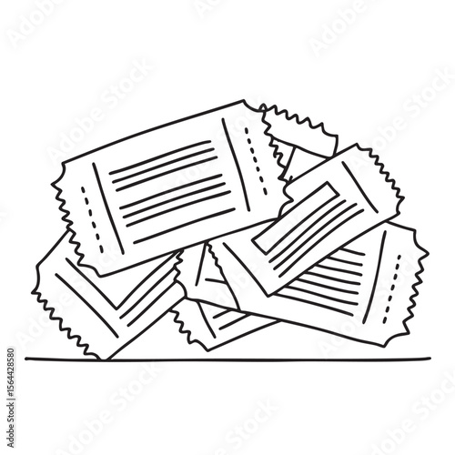 Paper tickets spread endlessly in a line across the desk
