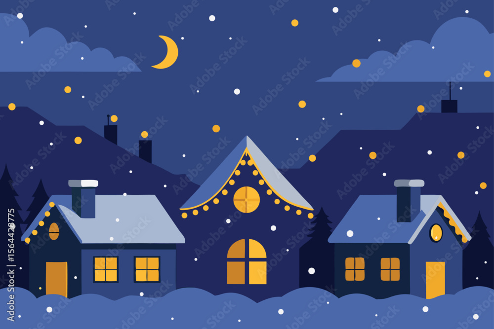 Fototapeta premium winter landscape with houses