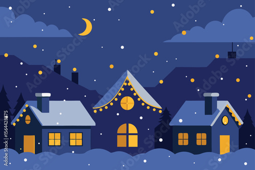 winter landscape with houses