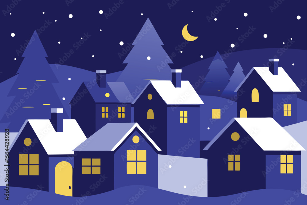 Fototapeta premium christmas night landscape