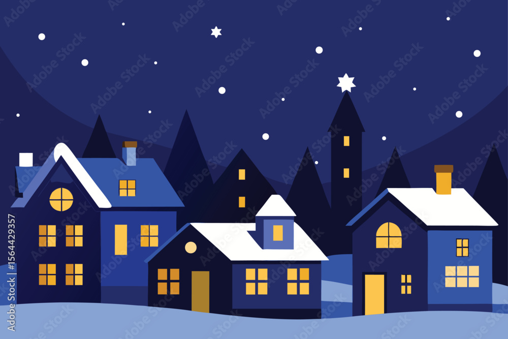 Fototapeta premium winter landscape with houses