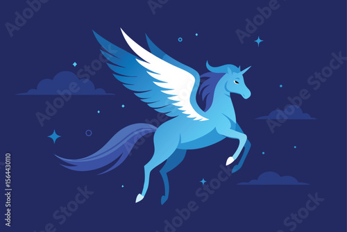 blue horse on a white background