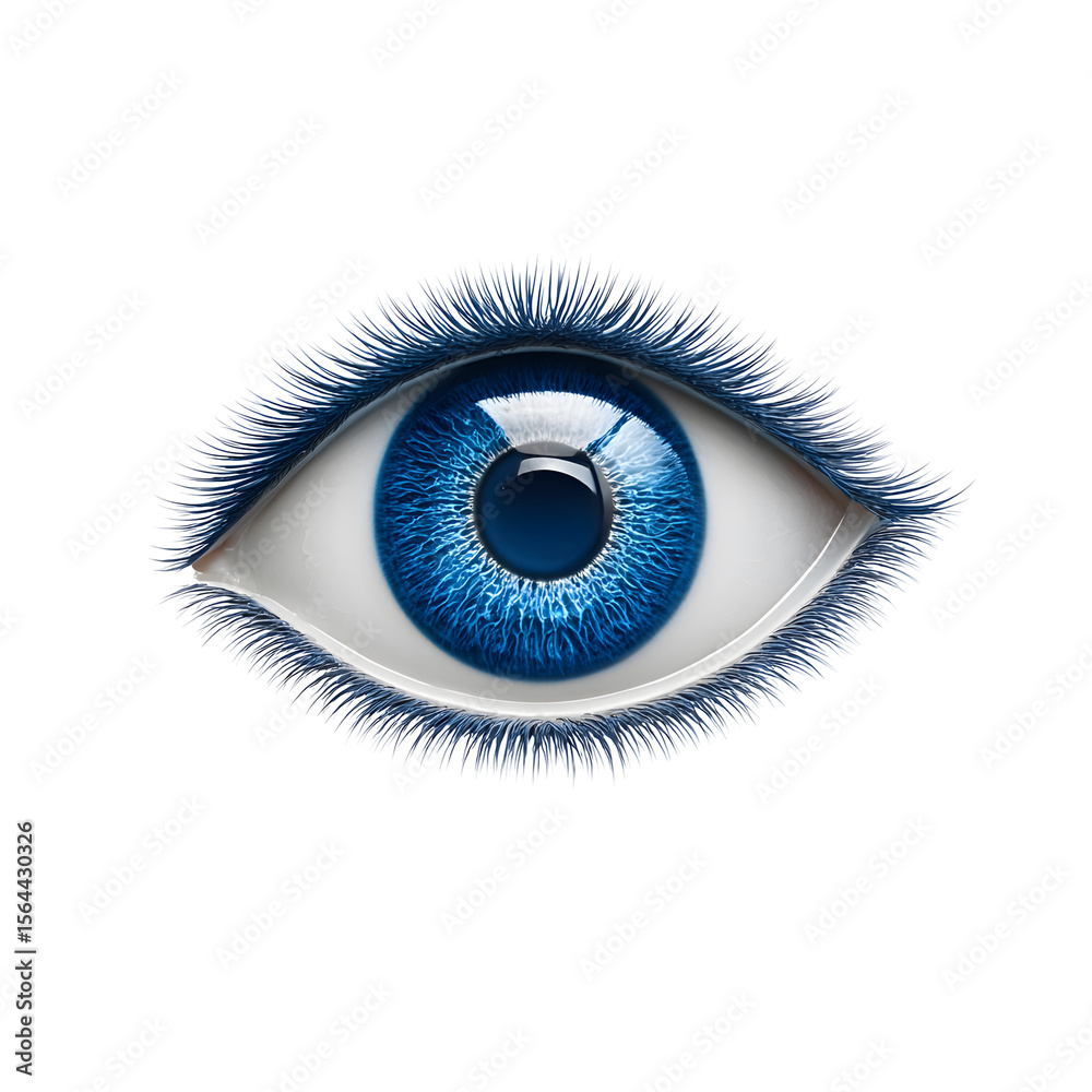 Detailed Blue Eye with Long Eyelashes and Intricate Iris Patterns. Detailed Blue Eye with Long Eyelashes and Intricate Iris Patterns.