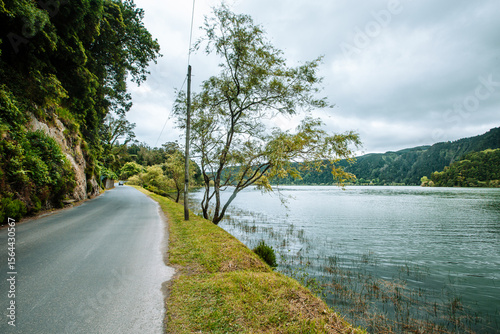 Peaceful Road Along Furnas Lake, Sao Miguel Island, Azores