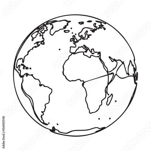 globe earth doodle line vector style