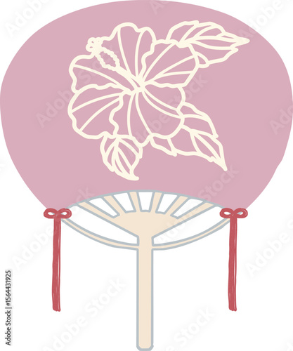 Japanese hand fan - Hibiscus -pink