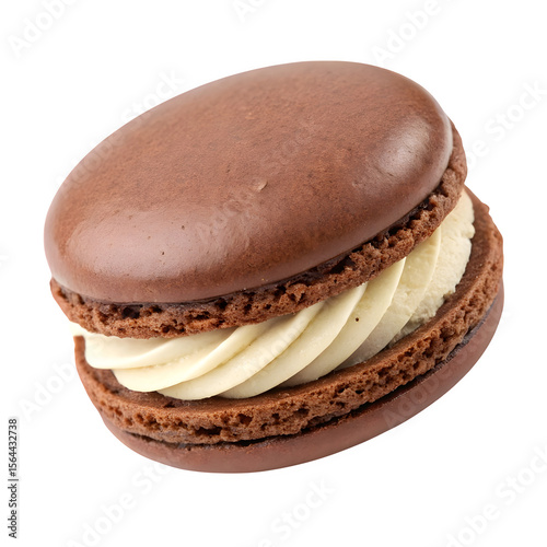 Delicious chocolate macaron with creamy filling isolated on transparent background a perfect sweet treat for any occasion photo