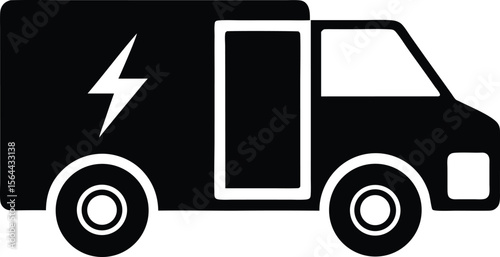 electric delivery truck vector icon.eps