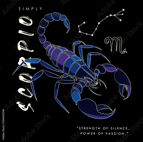 Scorpio Zodiac Illustration. Ideal for digital art, posters, t-shirts, tech branding, or nature-inspired designs.