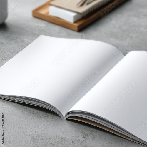 Blank Open Book Mockup on Gray Surface