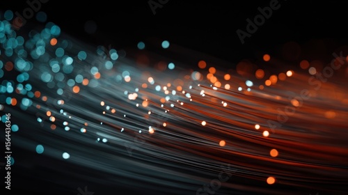 Colorful Light Trails with Blue and Orange Bokeh on Dark Background for Abstract Design and Digital Art Projects