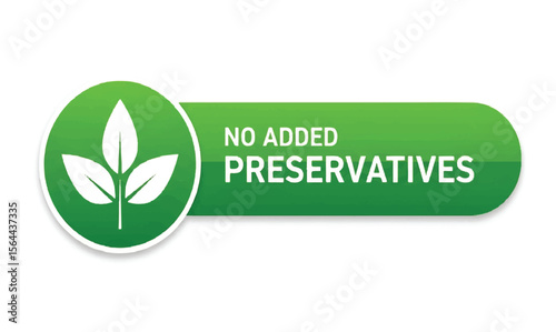 No Added Preservatives badge with leaf symbol on white background