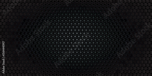 Black perforated metal plate. Metal grill. Black metal texture steel background. Perforated sheet metal.Abstract dark gray circle mesh pattern background texture.