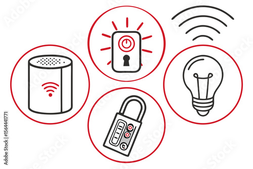 Smart home automation devices isolated on white background