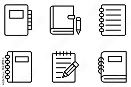Notebook icon set. High quality outline symbol for web design or mobile app on white background
