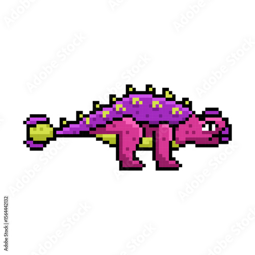 Vector flat design pixel art Ankylosaurus illustration