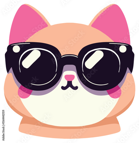 Cute Cat Vector Wearing Sunglasses