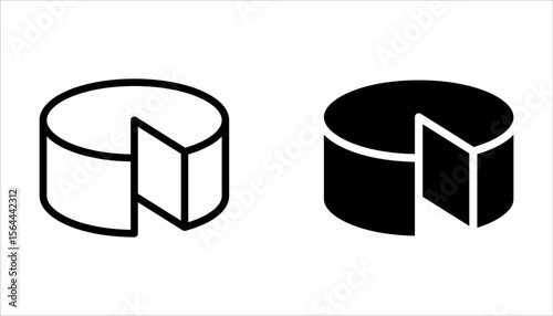 Cheese icons set. Parmesan, mozzarella, yogurt, ricotta, butter, blue chees piece on white background