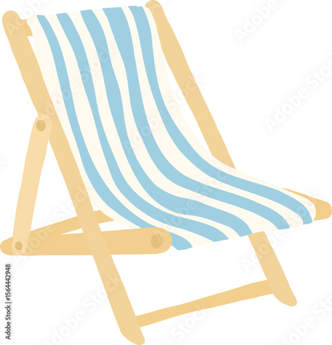 Striped Beach Chair Clipart in Pastel Blue Coastal Summer Style

