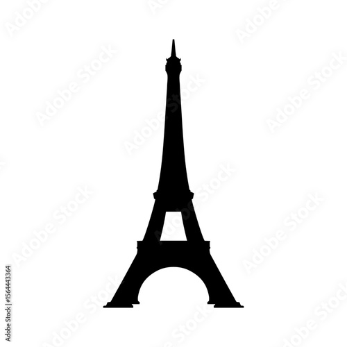 Silhouette of eiffel tower isolated on white background vector flat illustration design.