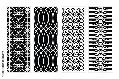 Abstract Decorative Panels With Floral Geometric And Swirl Pattern Designs For Cutting