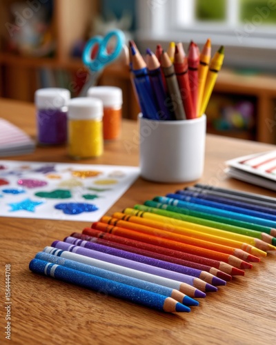 Creative art activities for kids home classroom art supplies colorful environment close-up view imagination and learning