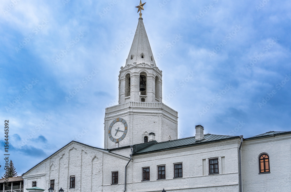 Fototapeta premium Spasskaya Tower in sunny summer day. Kazan Kremlin. Republic of Tatarstan. Kazan. Russia