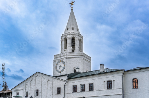 Spasskaya Tower in sunny summer day. Kazan Kremlin. Republic of Tatarstan. Kazan. Russia photo