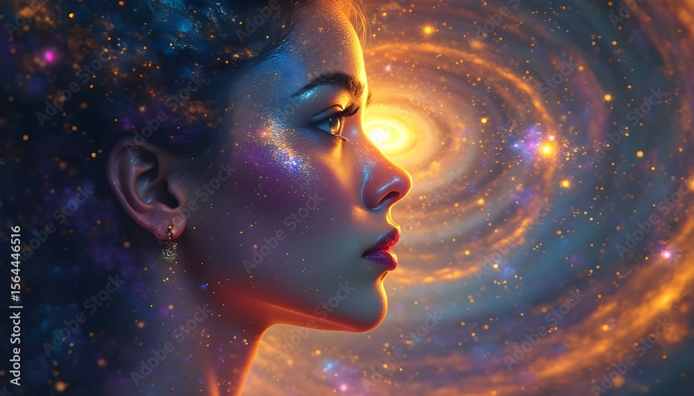 Woman face galaxy art portrait beautiful profile cosmic universe ethereal dreamy celestial beauty illustration Woman face galaxy art portrait beautiful profile cosmic universe ethereal dreamy celestial beauty illustration