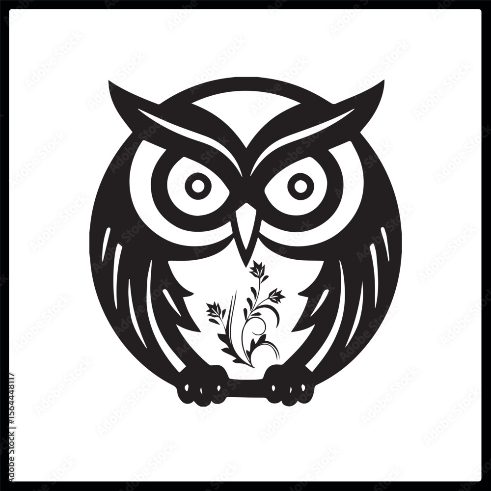 Fototapeta premium Owl design vector black and white art