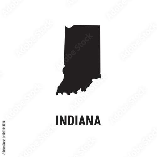Indiana state silhouette, line style. America illustration, American vector outline isolated on white background