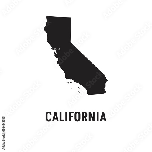 California map contour. California state map. Glyph and outline California map. US state map. Los Angeles symbol. San Francisco illustration