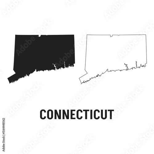 Connecticut state of USA. Connecticut flag and territory. States of America territory on white background. Separate states. Vector illustration