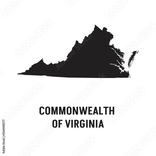 Virginia US state outline map with the handwritten state name. Continuous line drawing of patriotic home sign. A love for a small homeland. T-shirt print idea. Vector illustration.